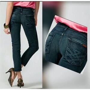 7FAM 7 For All Mankind Edie Flood Ankle Crop Dark Indigo Wash Jeans sz 26